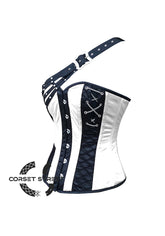 Black and White Satin Gothic Steampunk Costume Overbust Bustier Top